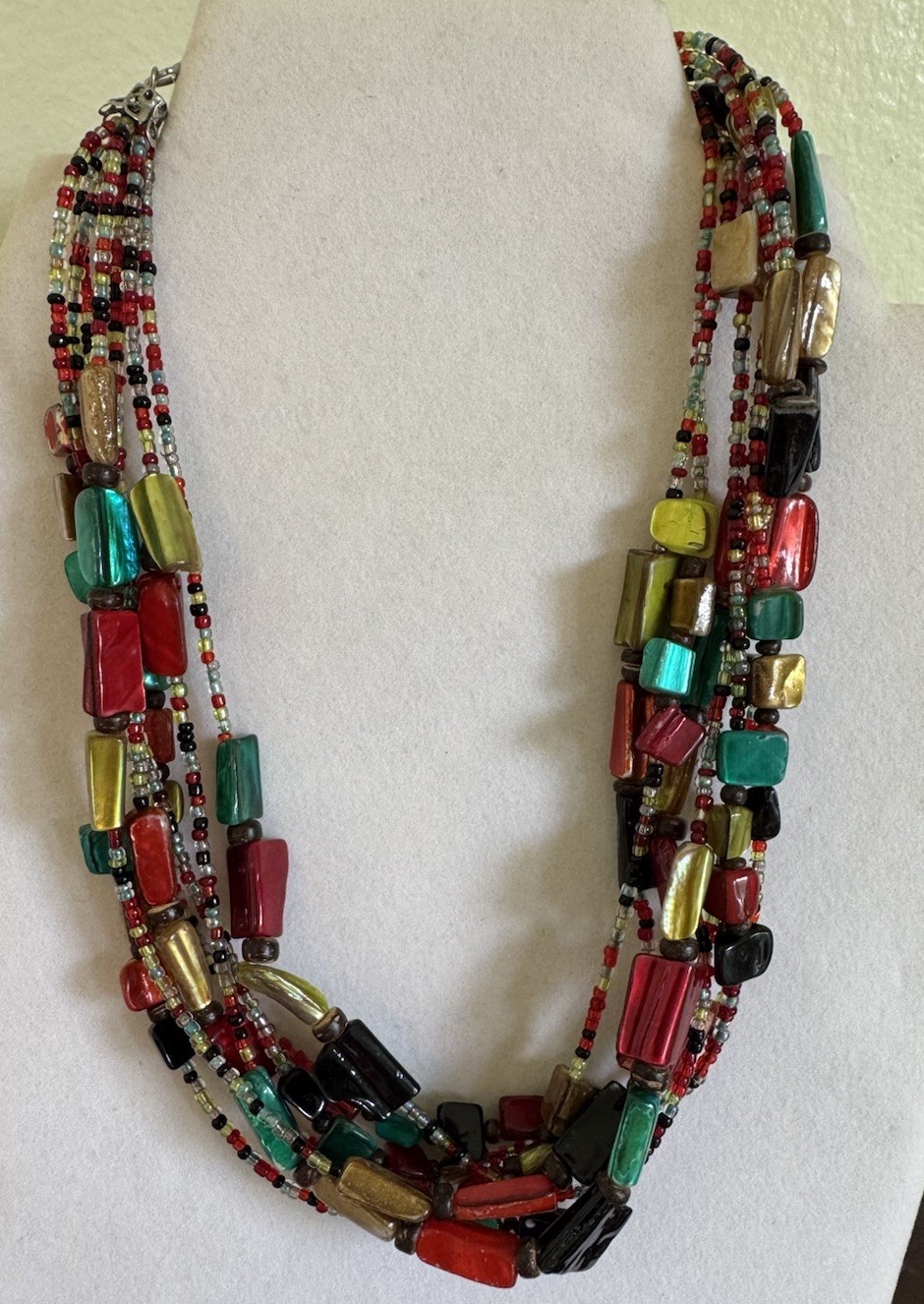 Multistrand Colorful Beaded Statement Necklace Je… - image 1