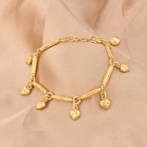 Authentic Starry Heart Bamboo Chain Bracelet 24K Gold Plated for Kids