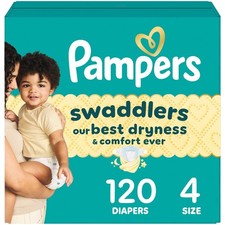 Pampers Swaddlers Diapers, Size 4 15-34 lbs , 120 Count, 4,