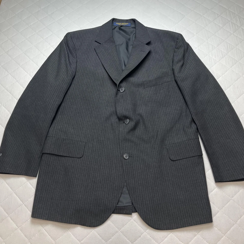 Brooks Brothers Suit Mens *44R Gray Pinstripe Two Piece Blazer Pants 30 Inseam - Image 2 of 4
