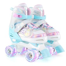 4 Sizes Adjustable Quad Skates w/Light-up Wheels Safety Protection for Ages 8-13