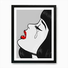 Pop Art Girl Woman Crying Art Print Framed Wall Art Poster Canvas Print Picture