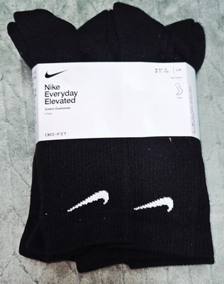 Nike Everyday Elevated Dri-Fit Cotton Cusioned Crew Blk/6pk Lg M 9.5-12 W...