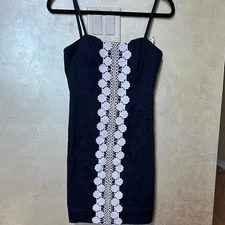 NWT Lilly Pulitzer Blue and White Sheath Mini Dress Spaghetti Straps sz 00