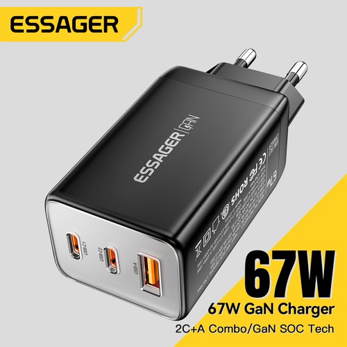 Essager 67W GaN USB Typ C Ladegerät PPS 65W Schnellladung für Laptop Ladegeräte Tablets