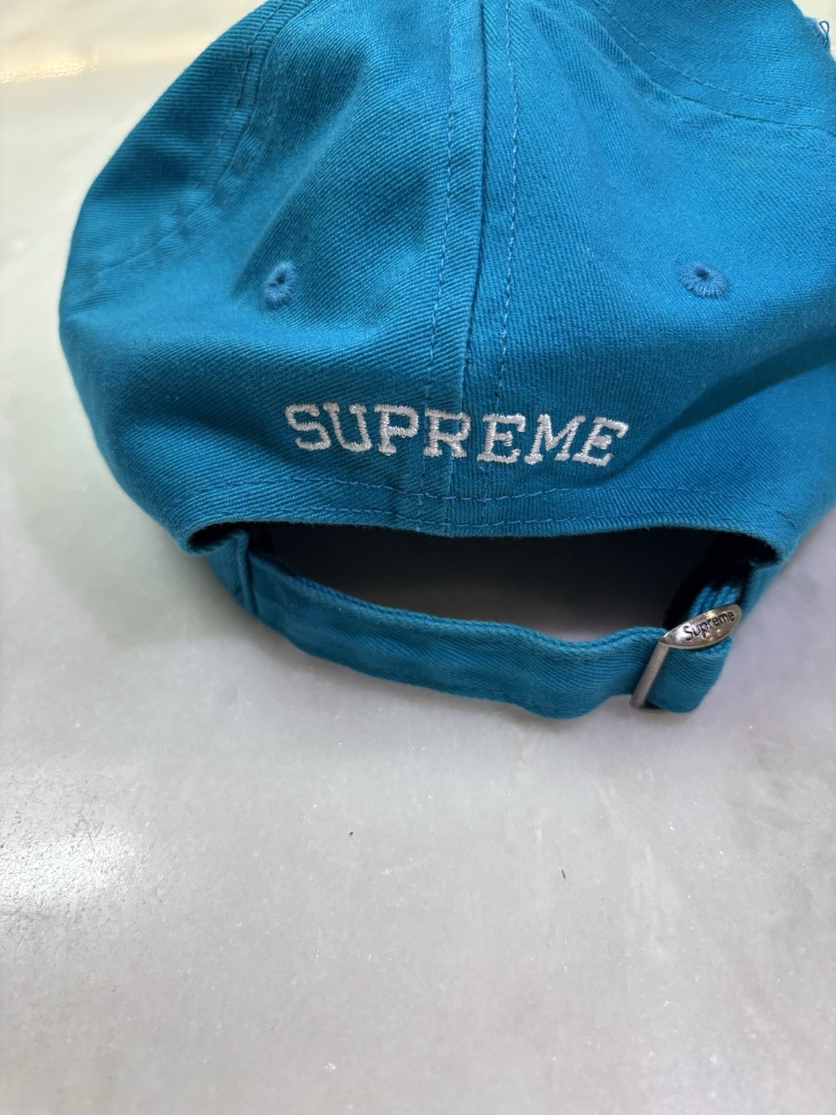Supreme Blue Adjustable Baseball Cap Embroidered … - image 5