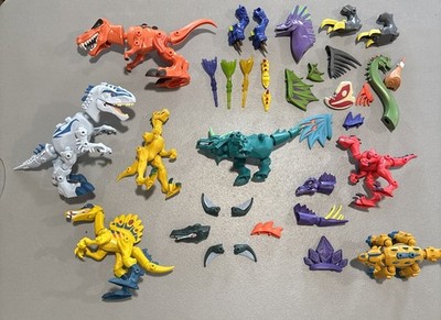 Jurassic World HERO MASHERS Lot of 6 Dino Figures Plus Parts HASBRO