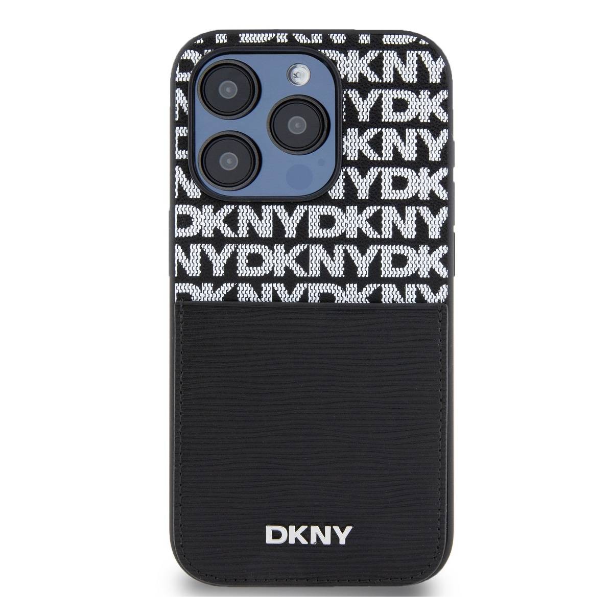 Coque iPhone 14 Pro Max DKNY noire pour ranger cartes sans s'encombrer