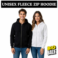 New Mens Plain Fleece Zip Up Top Zipper Hoody Sweatshirt Jacket Jumper Hoodie