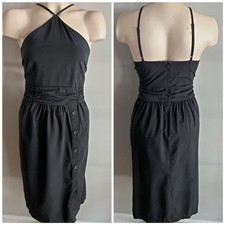 Banana Republic Charcoal Halter Midi Dress Ruched Waist Lined Size 8