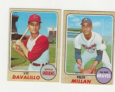 Lot of two 1968 Topps Baseball,  Felix Millan, #241,  Vic Davalillo, #397