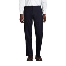 NWT LANDS' END COMFORT FIRST YEAR'ROUNDER WOOL DRESS PANTS TRUE NAVY 31 X 35.5