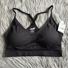 Avia Seamless Wireless Sports Bra Womens Size Large Black Low Support Racerback