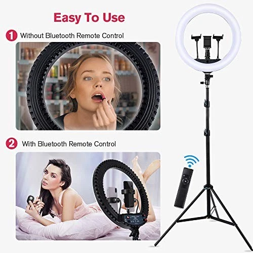 18 inch LED Ring Light with Tripod Stand Dimmable Makeup Ring light for Studio - Image 3 of 4