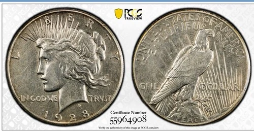 1928-P Philadelphia Peace Silver Dollar Key Date PCGS AU Details