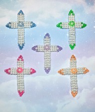 Pastel Crosses Christmas Ornament Bead Kit 3-5/8" high Makes 5 NEW