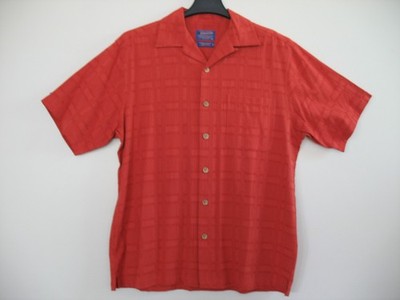 Pendleton Shirt Mens M Bamboo Cotton Camp Loop Collar Gorpcore Textured Orange
