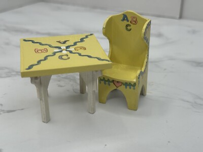 Dollhouse Miniature Wood Toddler sized TABLE 1:12 painted Artist Peggy B. Mills