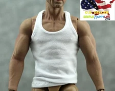 1/6 Male vest Sport casual White Tank Top for Hot toys Phicen Ganghood ❶USA❶