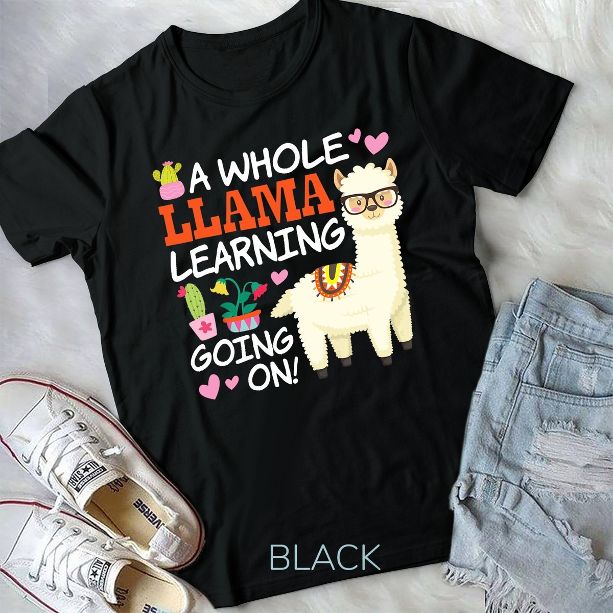 Llama Learning T Shirt Teachers Students Alpaca Lovers Unisex T-shirt