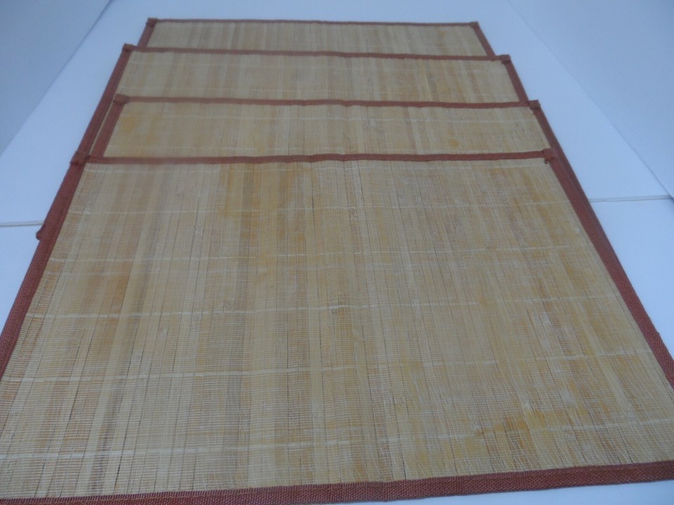 Bamboo Place Mats Brown Rectangular 17 1/4 x 11 3/4 - Set of 4 | eBay