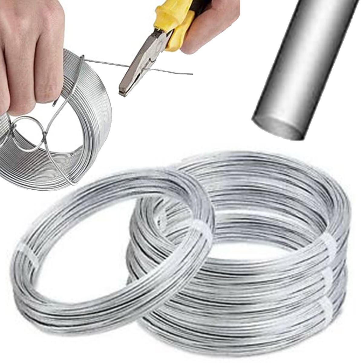 Filo Di Ferro Zincato 1.8 Mm - Rotolo 15 M Per Giardinaggio E Fai Da Te, Grigio - Foto 2