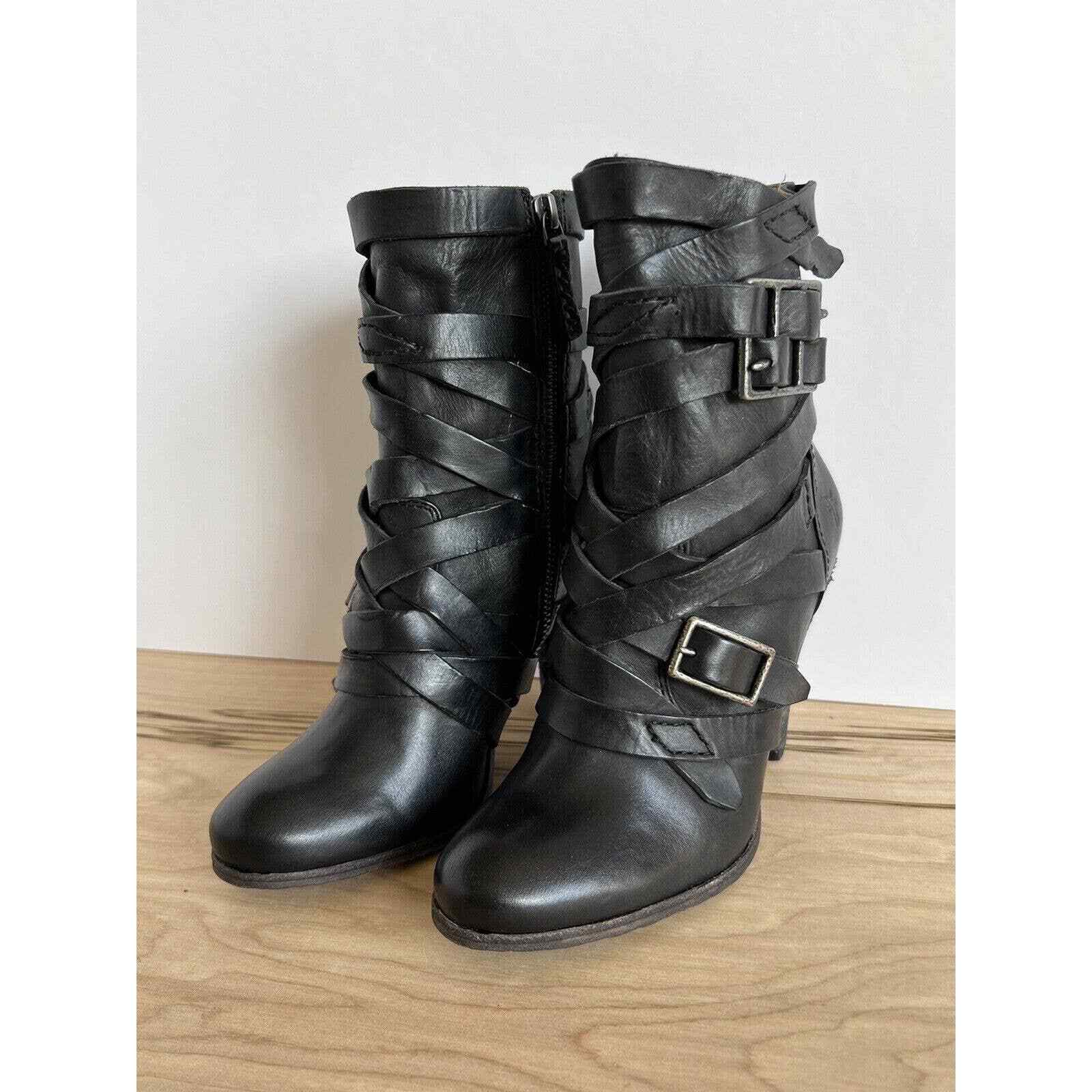 black strappy boots