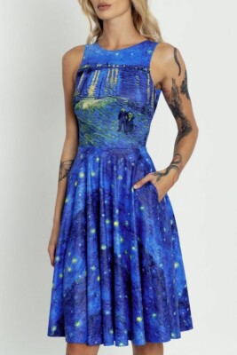 Large BlackMilk Clothing Starry Night Over The Rhône Princess Midi Dress BNWT...