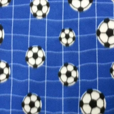 Royal Blue Soccer Balls Net Print Fleece Fabric - 60" Wide - Sold by The Yard