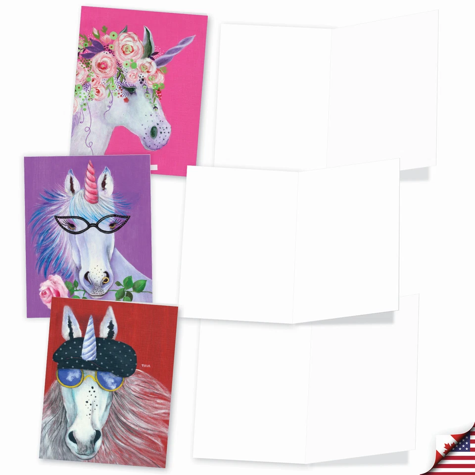 20 пустых карточек в ассортименте (10 дизайнов, по 2) — уникальные единороги AM7186OCB-B2x10 - Изображение 4 из 4