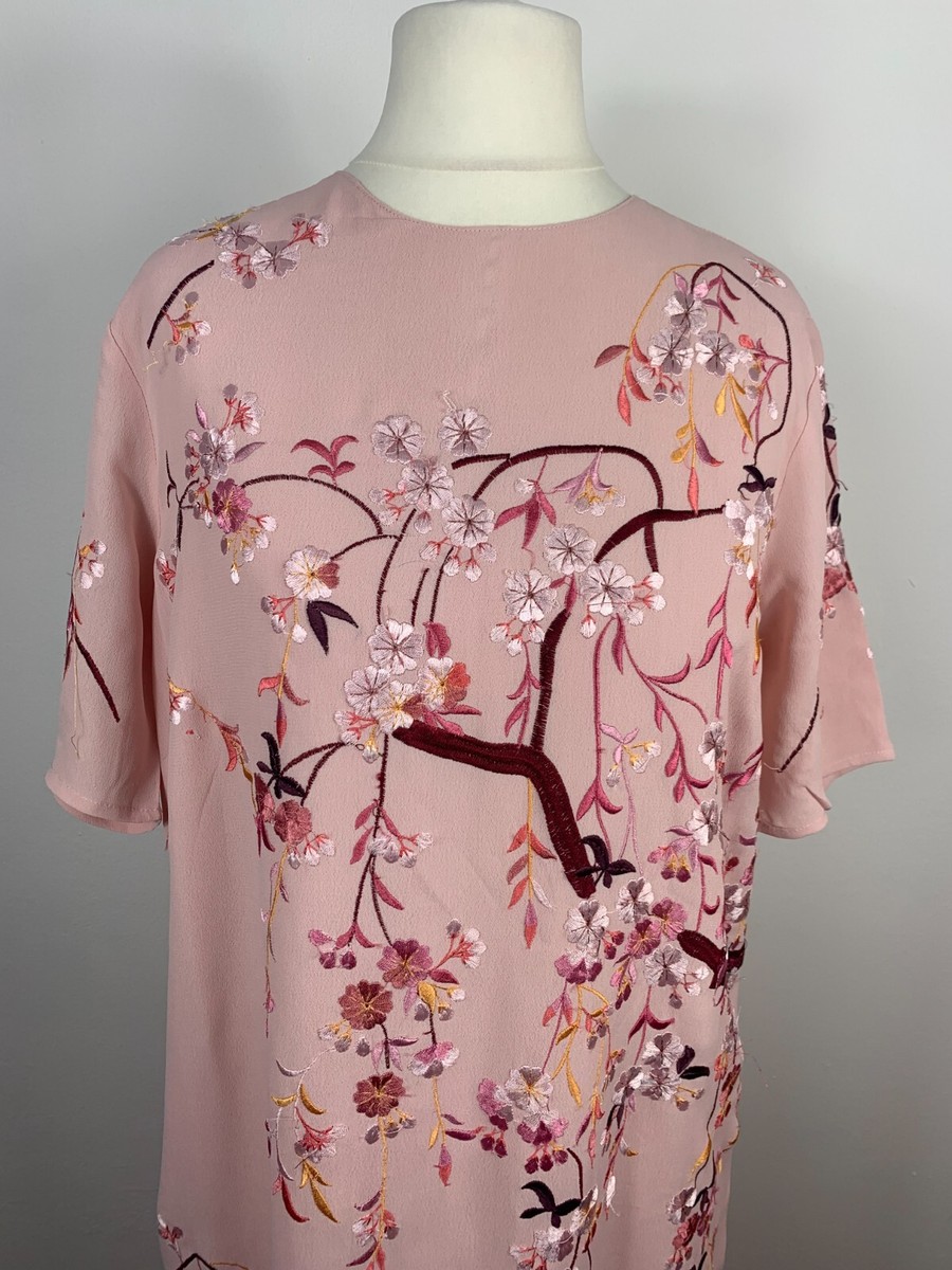 ASOS NWT short sleeved embroidered peach occasion dress 100% viscose UK6 |  eBay UK