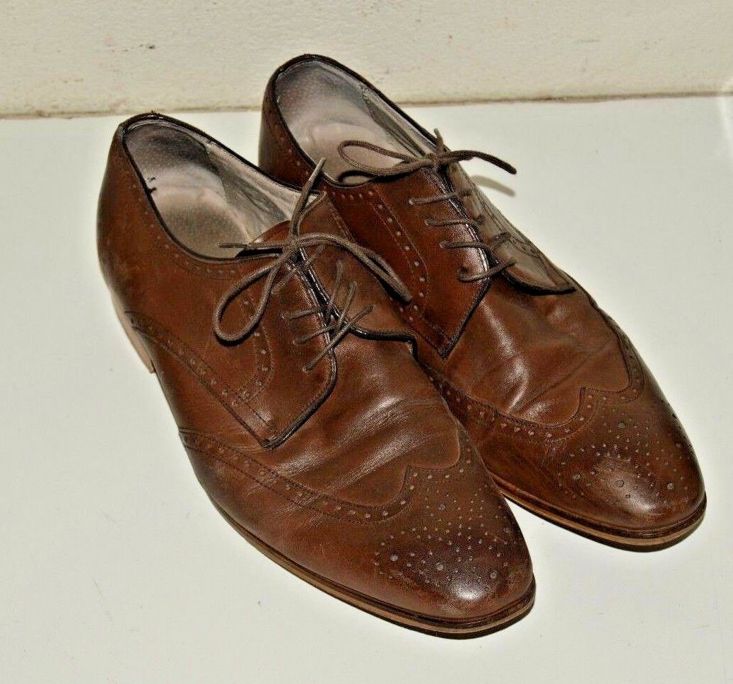 Vintage Shoes Wing Tip Brown Leather ALDO Lavorazione Artigiana Men's  11.5 / 43