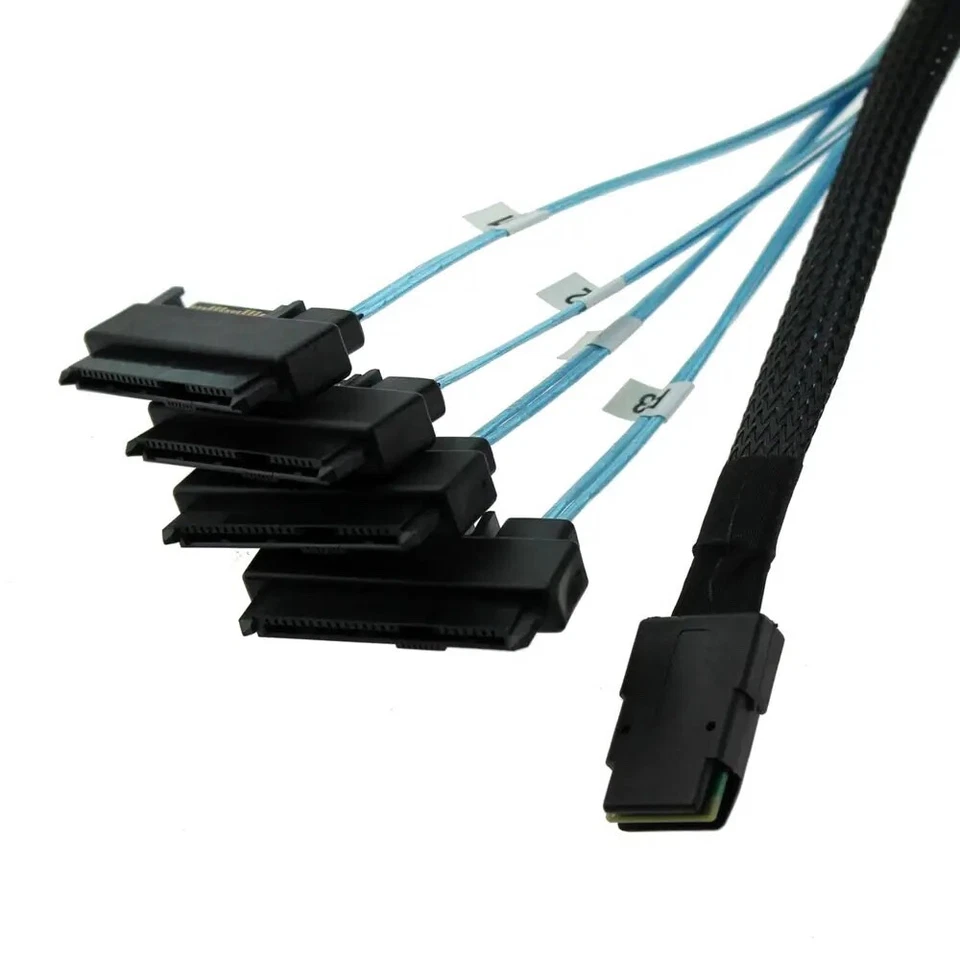 Mini-SAS to 4 SAS Forward Breakout Cable HBA RAID SFF-8087 to SFF-8482 HDD SSD — 第 3/4 张图片