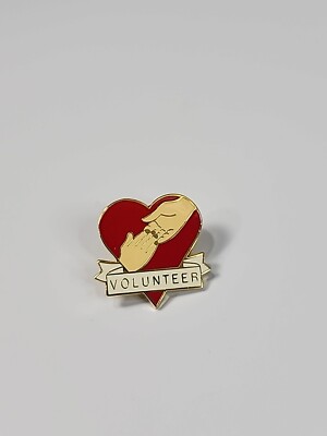 Volunteer Giving a Helping Hand Recognition Award Lapel Pin Red Heart