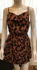 Womens Sleeveless Animal Print Dress Elastic Waist - Adj Straps - Shein - Size S