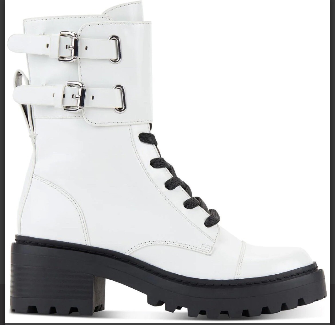 Shoes Dkny Bart Combat Boot DKNY Bart White Buckle Lace Up Combat