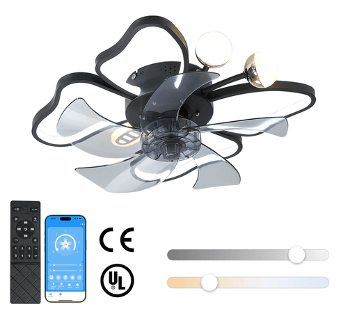 20" Black Modern Butterfly Ceiling Fan Light Kit Dimmable w Remote & APP Control - Picture 1 of 11