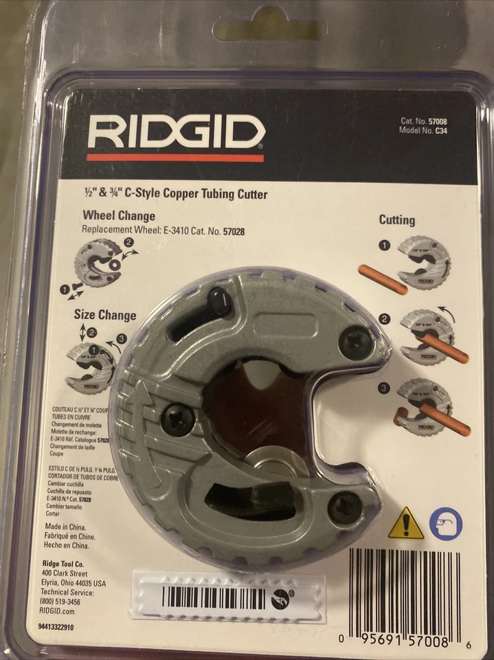 RIDGID 57008 C-Style Close Quarters Copper Tubing Cutter, 0.5" and 0.75" New - Image 3 of 4