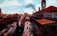 1911 Union Depot Track View Denver Colorado RR Train Villa Park Station Postcard