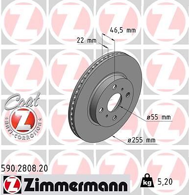 2X Zimmermann 590.2808.20 Bremsscheibe FüR Toyota-image