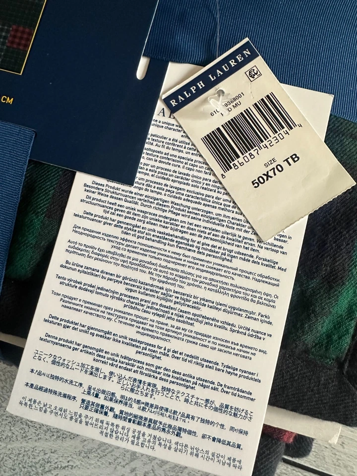 Ralph Lauren Polo Knollwood Manta a Cuadros Verde Rojo Azul - 50 x 70" - $375 Foto 4 de 4