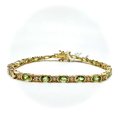 Tsavorit Granat & Moissanit Armband Y. Gold & Platin über SS 925 Gr. 7,25''