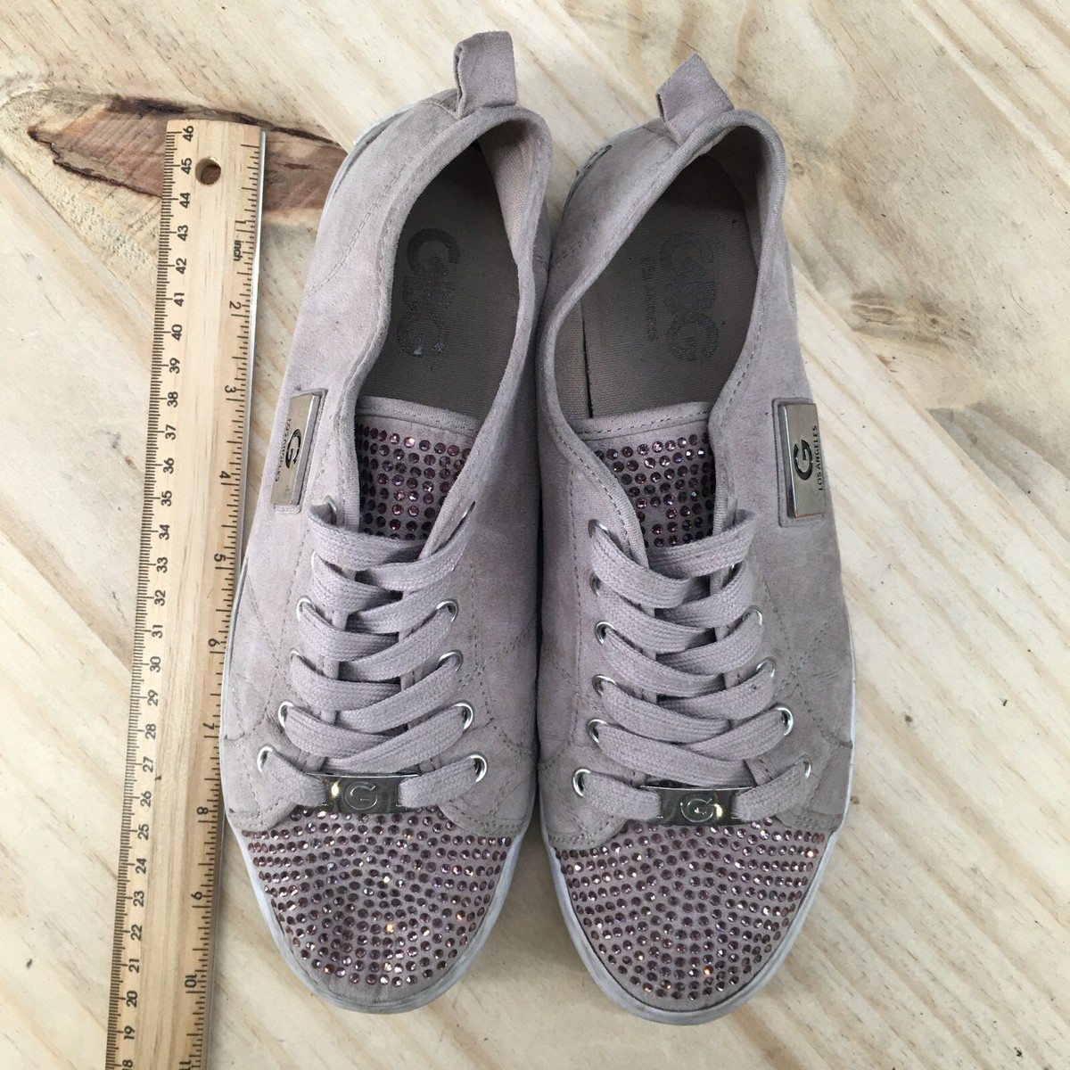G By Guess Shoes Womens 7.5 M Low Top Lace Up Rhinestone