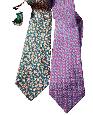 Ralph Lauren RLL Men's 2 Silk  Neckties Neck Tie Easter Gift READ