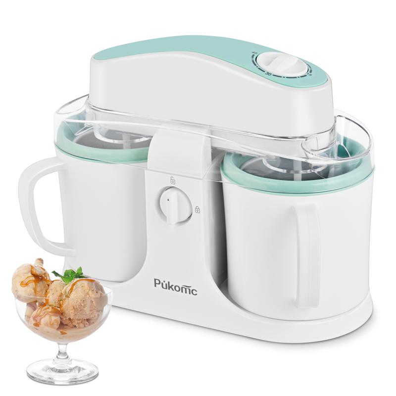 Dual Bowl Ice Cream Maker Machine Easy Clean