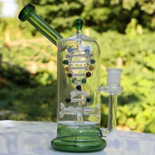 8.6" Creative DNA Gene Glass Bong Rotatable Tornado Bubbler Hookah Smoking Pipe