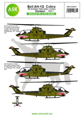 Decals for 1/32 Bell AH-1G Cobra Kentaur 3th Aviation Helicopter Cavalry Part 1