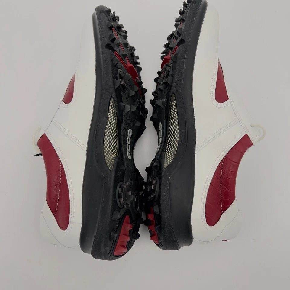 Zapatos de golf ECCO Receptor de cuero blanco con receptor de rayas rojas para mujer talla 42 11/11,5 Foto 4 de 4