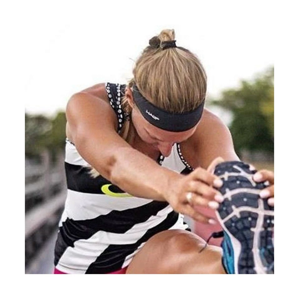 Diadema Pullover Halo Negra 9" x 2" Absorbente de Sudor Antimicrobiano Silicona Suave Foto 3 de 4