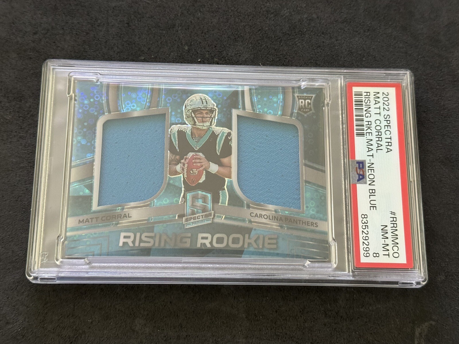 Matt Corral Panini Spectra Rising Rookie Materials #RRMMCO Neon Blue